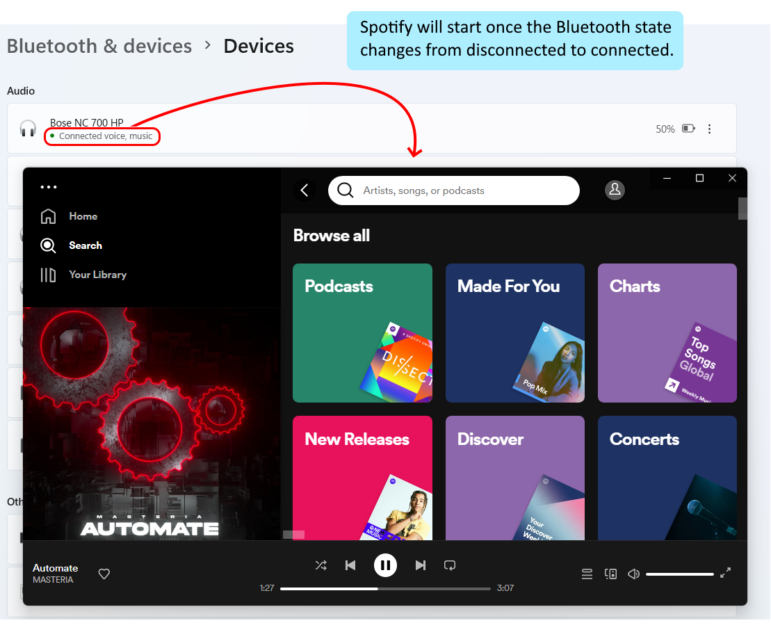 Open or Close an Application When Bluetooth Device Is Connected